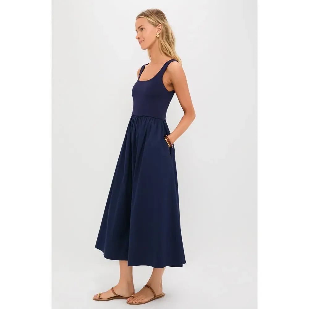 TUCKERNUCK Navy Mixed Media Juliette Dress Size L NWT Retail $168 Tuckernuck - Picture 6 of 7